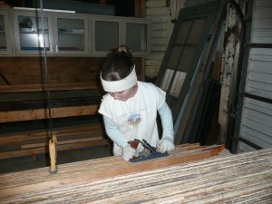 Katers, hand planing the planks