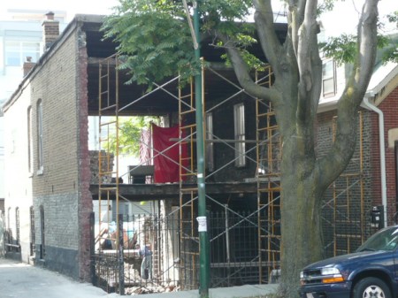 Hey where did my face go? Front (East side) of building